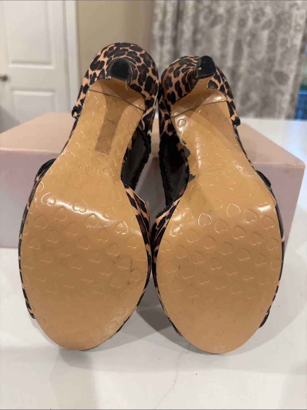 Betsey Johnson Leopard Print Open-Toe Stiletto Heels in Brown and Black